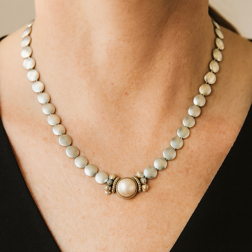 Lagos Vintage Caviar Pearl Dome Two Tone Dot Necklace
